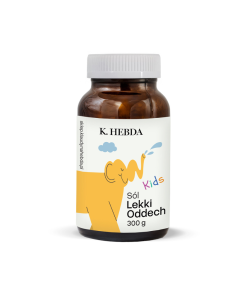 Naturalna sól do kąpieli K. Hebda Lekki Oddech – packshot na białym tle, ziołowy aromat wspierający komfort oddechowy.