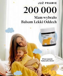 Mama i dziecko uśmiechają się podczas codziennej pielęgnacji skóry, używając naturalnego balsamu Lekki Oddech dla komfortowego oddechu.