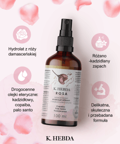 Działanie hydrolatu różanego K. Hebda Rosa – nawilża, koi, odświeża