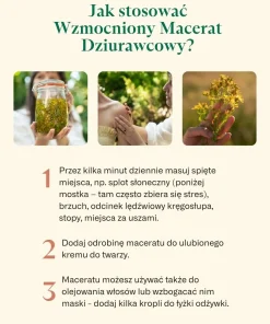 Wzmocniony Macerat Dziurawcowy Klaudyna Hebda infografika przedstawiająca sposoby stosowania maceratu