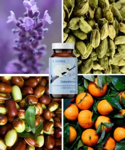 Sól do kąpieli K. Hebda DobraNocka w otoczeniu lawendy, kardamonu, owoców jujuby i mandarynek – naturalna kompozycja do wieczornego wyciszenia