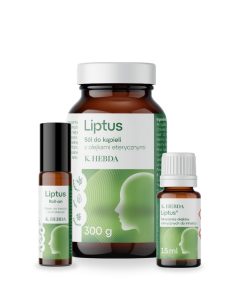 Packshot Zestaw Liptus: mieszanka olejków eterycznych, sól do kąpieli i roll-on