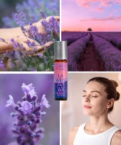 Roll-on lawendowy K. Hebda Lavandula na tle pól lawendy, kwiatów i chwili relaksu – naturalny aromatyczny rytuał