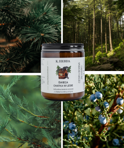 Chatka w Lesie – naturalna świeca z olejkami eterycznymi, cedr, sosna, jałowiec