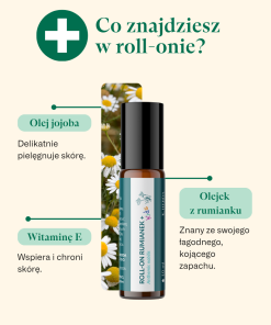 Roll-on Rumianek PLUS Kids K. HEBDA – składniki: rumianek rzymski, jojoba, witamina E
