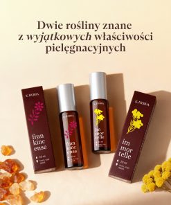 Roll-ony Immortelle i Frankincense K. HEBDA – pielęgnacja twarzy z olejkiem z kocanek i kadzidłowca