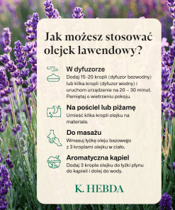 Sposoby stosowania olejku eterycznego lawendowego K. Hebda – dyfuzor, pościel, masaż, kąpiel