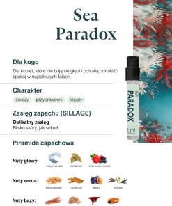 Perfumy damskie Sea Paradox – karta zapachowa z nutami morskimi, kadzidłowcem i sandałowcem