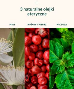 Paczula, różowy pieprz i mirt – trzy olejki eteryczne w kompozycji Cherry Paradox.