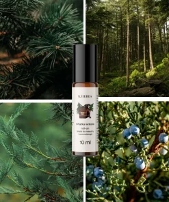 Roll-on Chatka w lesie K. Hebda na tle lasu – aromaterapeutyczna kompozycja o głębokim, leśnym zapachu