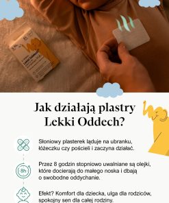 Plastry aromatyczne Lekki Oddech dla dzieci uwalniają zapach olejków, wspierając komfort oddychania do 8 godzin