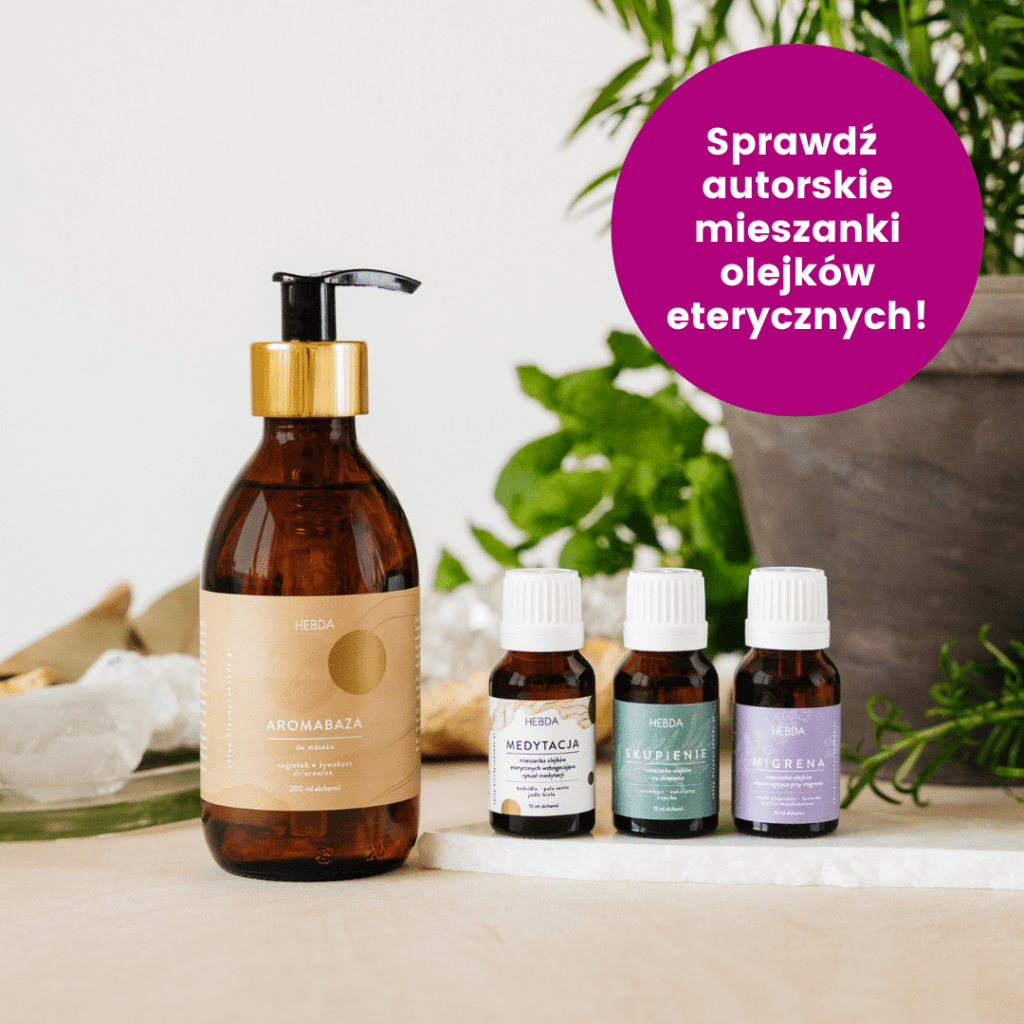 Aromabaza - olejek do masażu aromaterapeutycznego i zestaw mieszanek olejków eterycznych