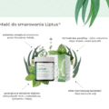 Słoiczek i pudełko maści aromaterapeutycznej K. Hebda Liptus® 26 g, otoczone liśćmi mięty, eukaliptusa i gałązkami tymianku z certyfikatami jakości.