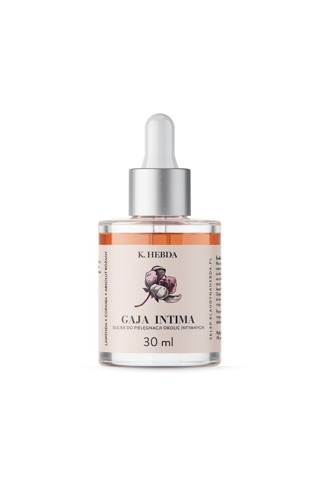 Gaja Intima – olejek do pielęgnacji miejsc intymnych Klaudyna Hebda, zdjęcie produktu na białym tle