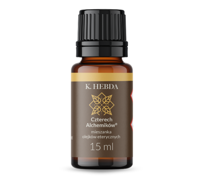 Butelka 15 ml Olejek Czterech Alchemików na białym tle