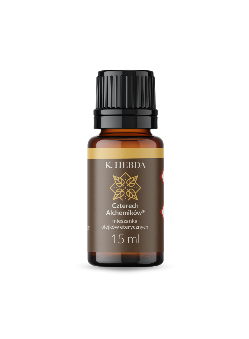 Butelka 15 ml Olejek Czterech Alchemików na białym tle