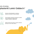 Infografika wyjaśniająca działanie plastrów K. Hebda Lekki Oddech z ilustracją żółtego słonika puszczającego wodę z trąby.