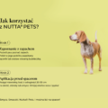 Instrukcja stosowania Nutta Pets: Krok 1 - Zapoznanie z zapachem, Krok 2 - Aplikacja przed spacerem z odległości 20-30 cm.