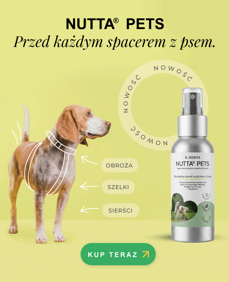 banner na premierę sprayu spacerowego dla psa Nutta Pets