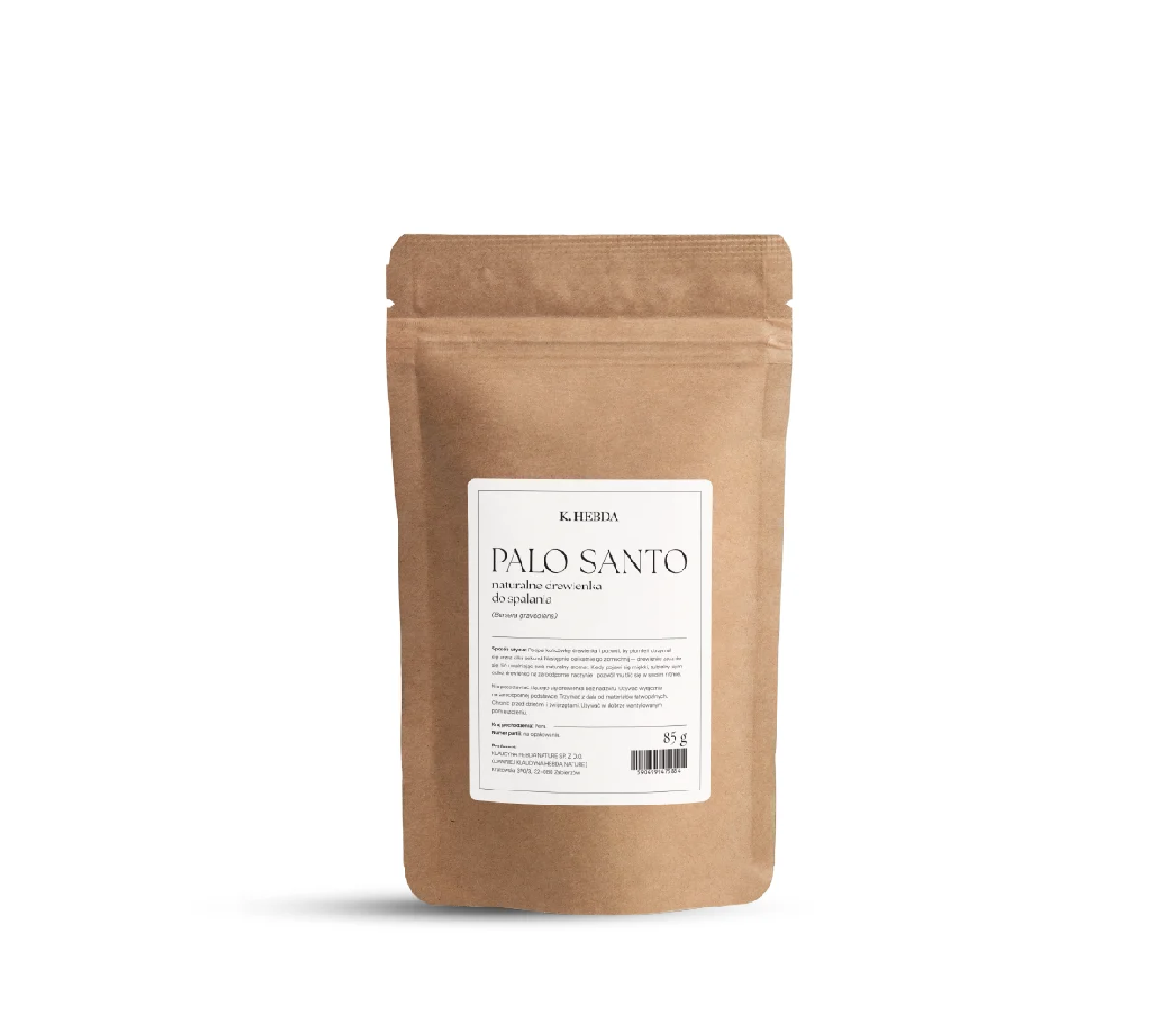Naturalne drewienka palo santo k hebda w ekologicznym opakowaniu 85g, etycznie pozyskiwane drzewo święte z Peru.