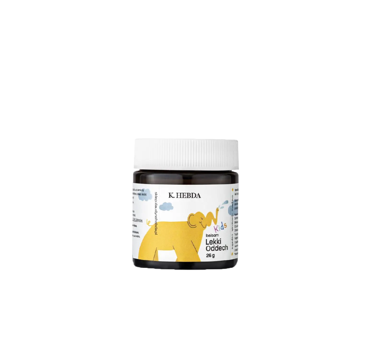 Balsam Lekki Oddech K. Hebda – naturalny balsam o ziołowym zapachu wspierający komfort oddechowy, packshot na białym tle.