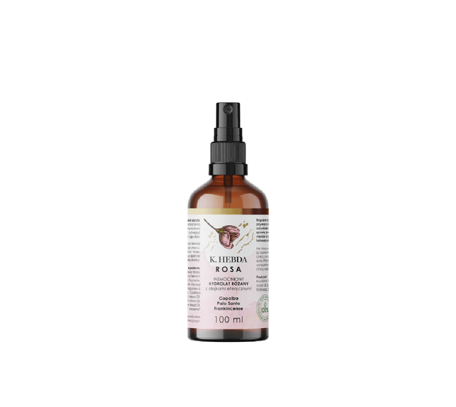 Packshot hydrolatu różanego K. Hebda Rosa na białym tle