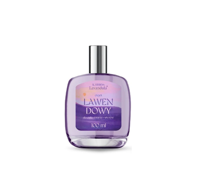 Olejek lawendowy Lavandula K. Hebda packshot – naturalny olejek do ciała, twarzy i włosów o aromaterapeutycznym zapachu.