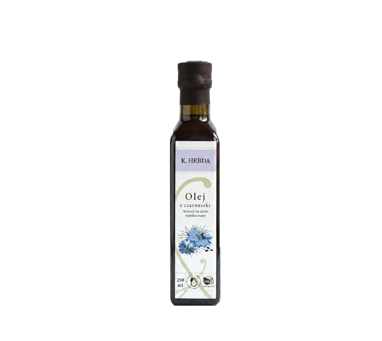 Olej z czarnuszki K. Hebda – tłoczony na zimno, nierafinowany olej naturalny 250 ml